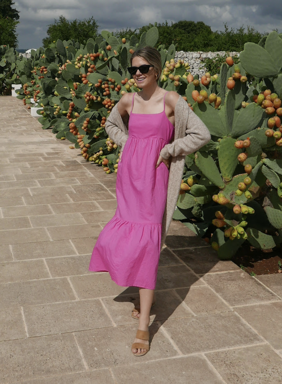 Hot pink top tiered dress